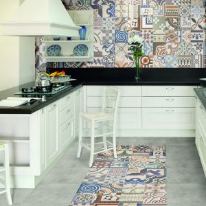 porcelain patchwork wall and floor tile