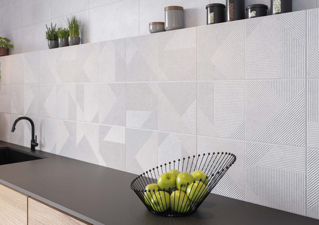 Verse White Concept Decor Textured Patterned Tile 300mm x 600mm