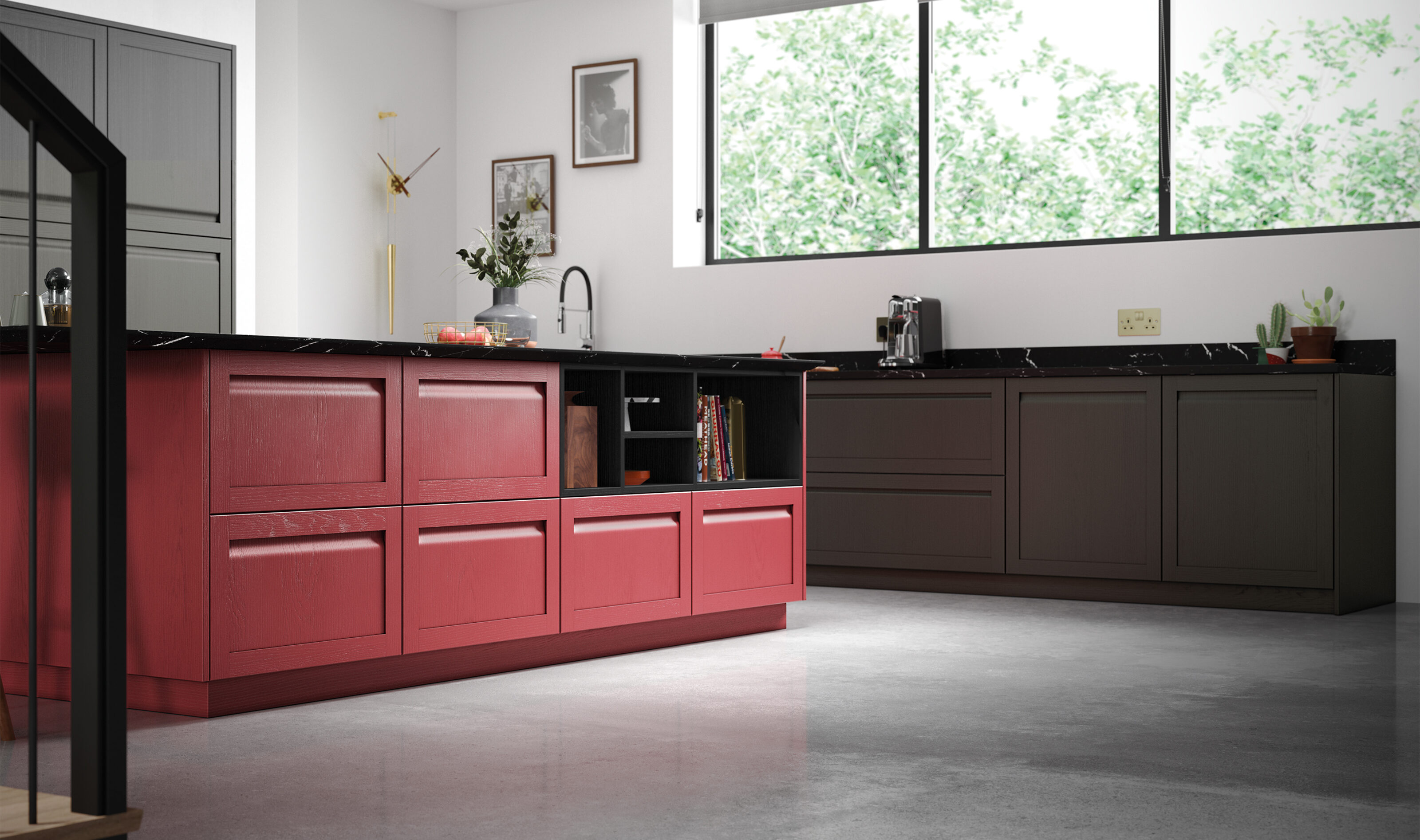 ultra modern red and grey kitchen new image