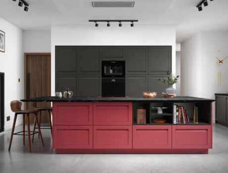 red and grey modern kitchen harborne