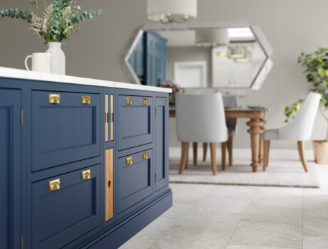 belgravia inframe kitchen door in parisian blue