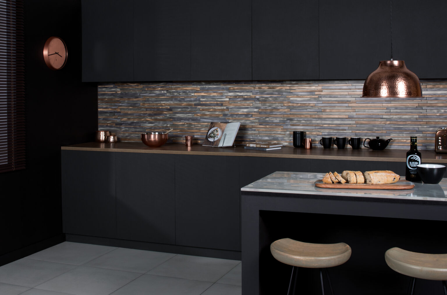 View of Empire Aluminium Mixed Metal Textured Mosaic Tile Sheet