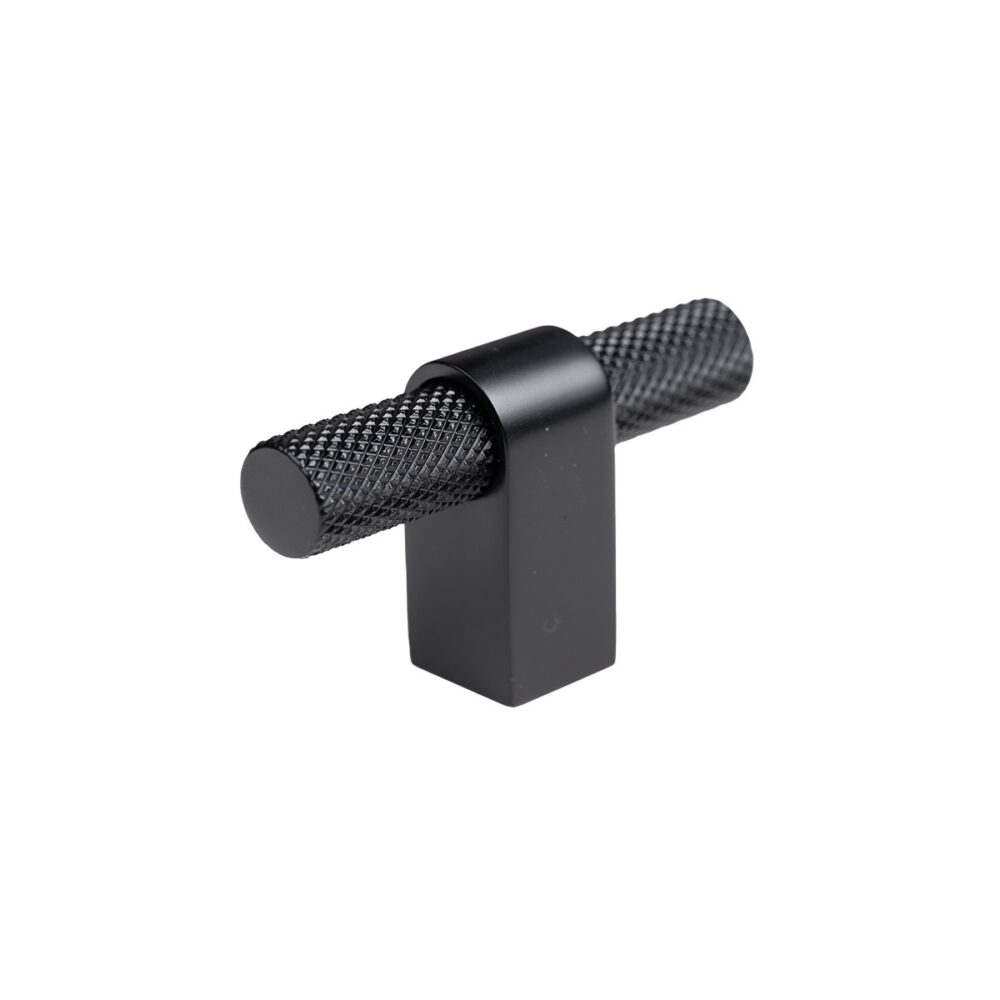 K1366 Knurled TBar Handle Matte Black New Image Tiles