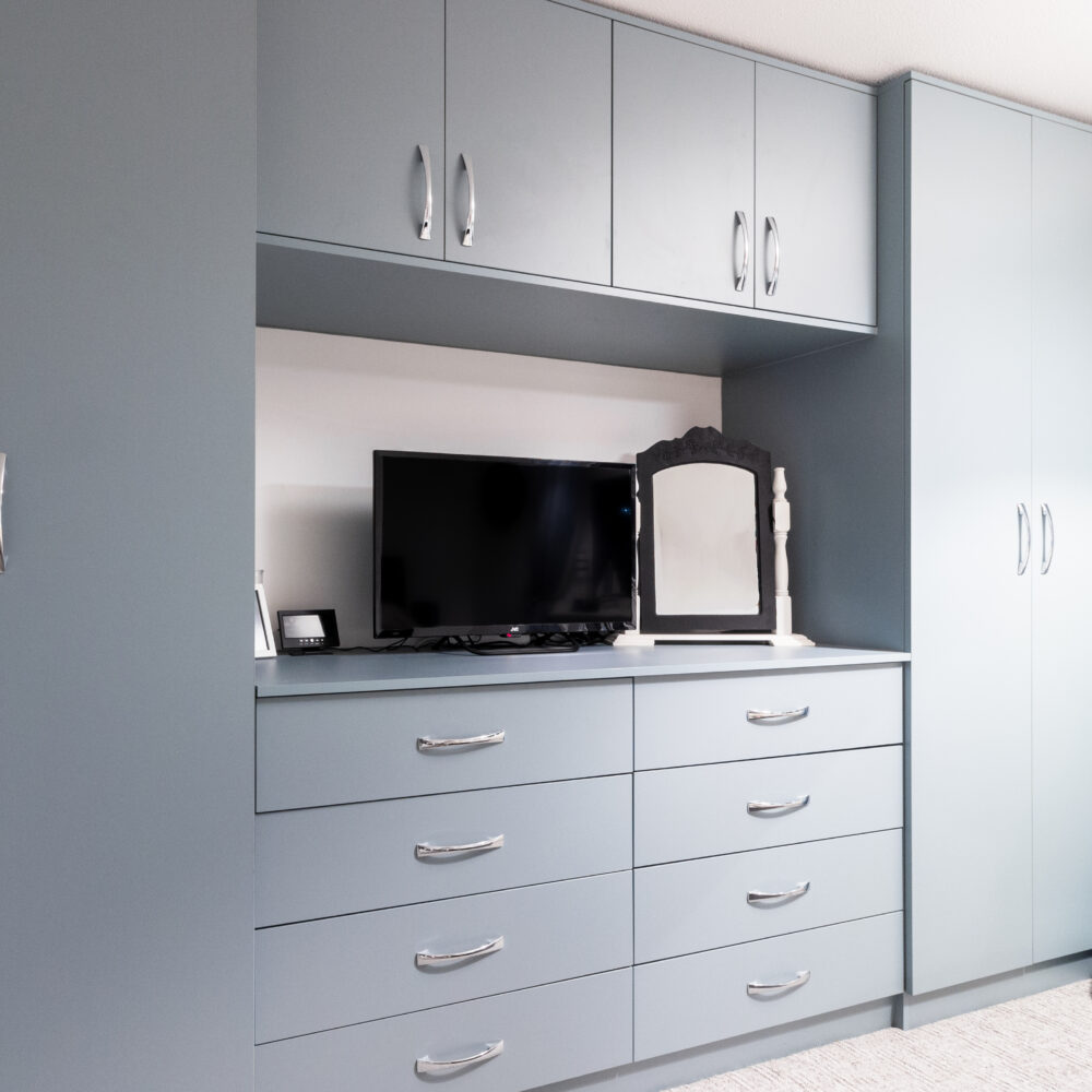 Metallic Blue Fitted Bedroom Furniture