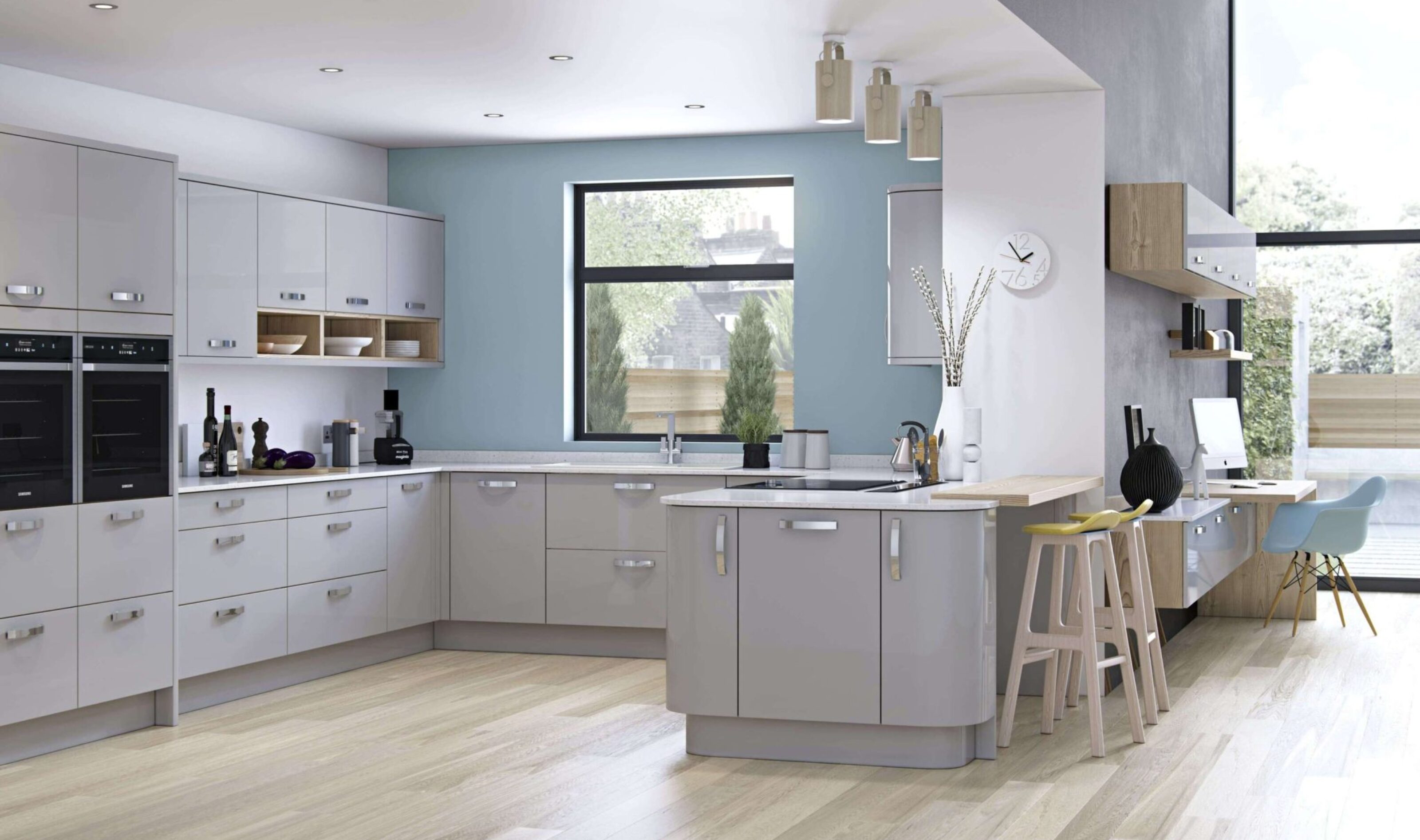 chrome handles kitchen cupboard