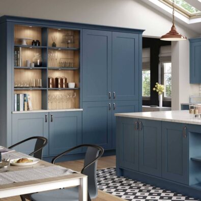 kitchen with nickel bow handles