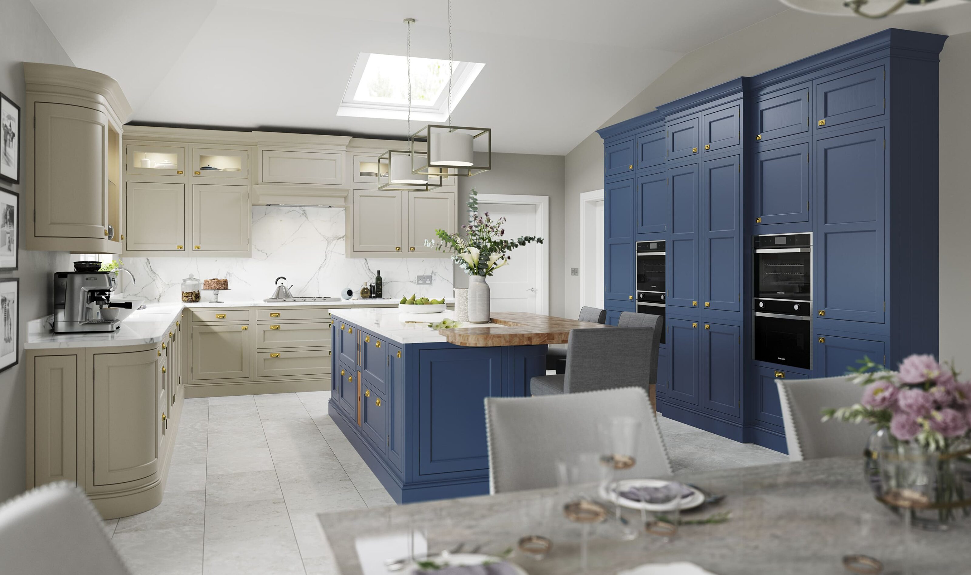 inframe kitchen door - parisian blue belgravia kitchen