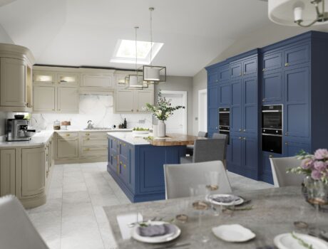 inframe kitchen door - parisian blue belgravia kitchen
