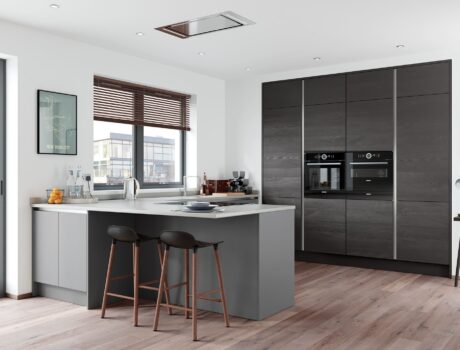 tavola slab kitchen doors in a dust grey tavola kitchen