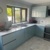 light blue metallic kitchen