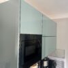 metallic blue kitchen