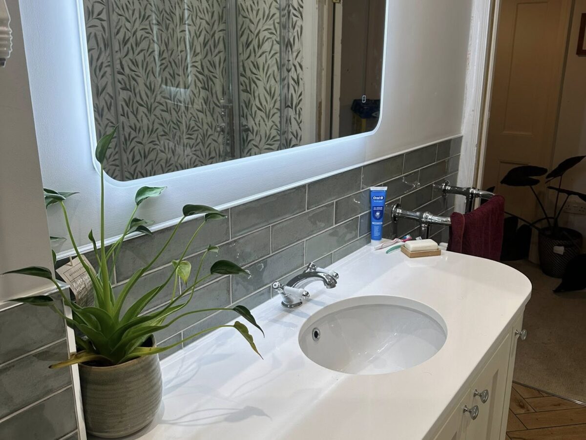 Traditional Bathroom with Willow Tiles and Mont Blanc Sage