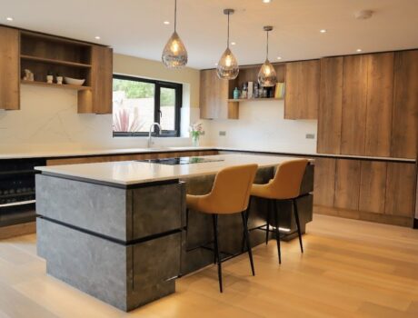 new image modern kitchen oak and quartz