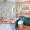modern bathroom with botanical tile