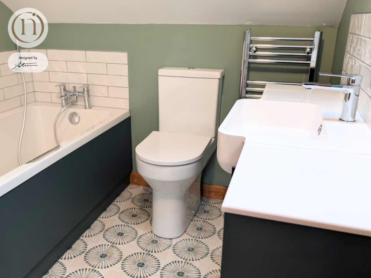 vibrant green bathroom